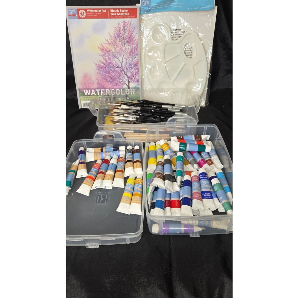 Lot of Paints Brushes & watercolor Pad